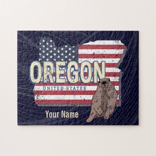 Oregon Staat United Staaten Retro Map USA Souvenir Puzzle (Horizontal)
