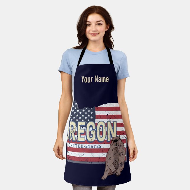 Oregon Staat United Staaten Retro Map USA Souvenir Schürze (Getragen)