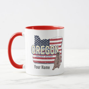 Oregon Staat United Staaten Retro Map USA Souvenir Tasse