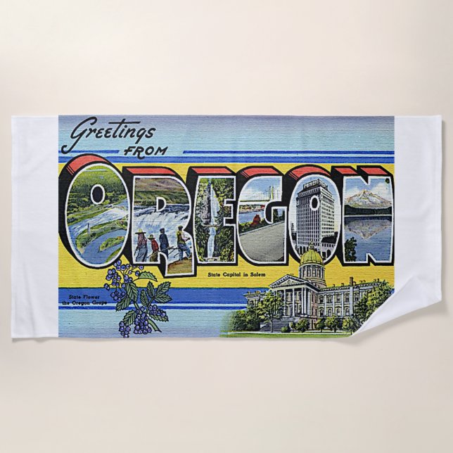 Oregon Staat USA Americana Retro Kunstvoll Strandtuch (Vorderseite)