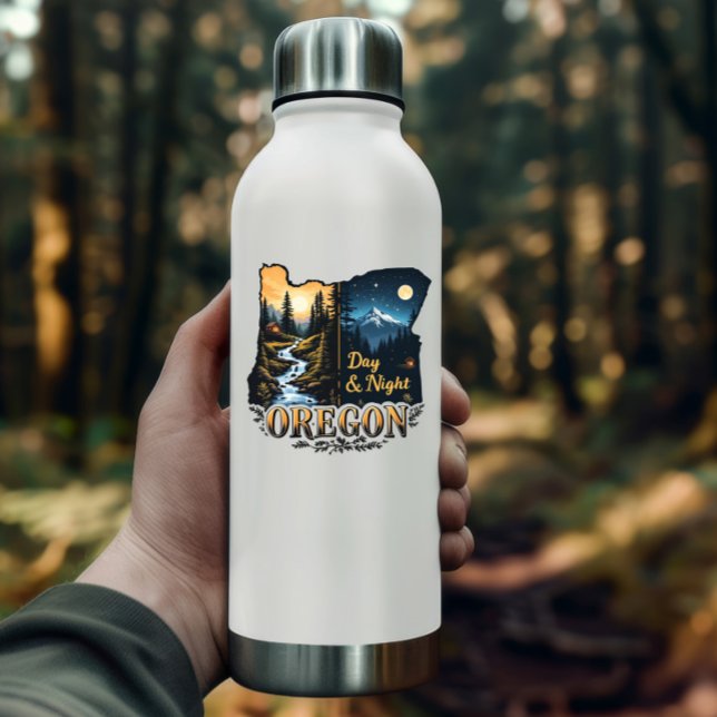 Oregon State Aufkleber | Tag- und Nachtlandschafts (Oregon State Sticker | Day & Night Landscape Art by PiggyPrint Stickers.)