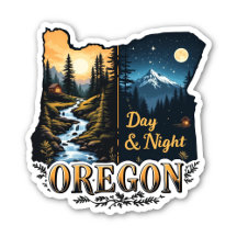 Oregon State Sticker | Day & Night Landscape Art