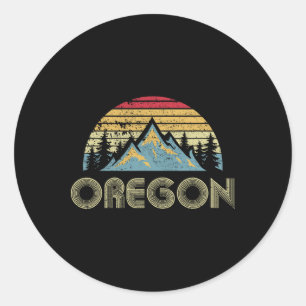 Oregon Tee - Retro Vintage Berge Natur Wandern Runder Aufkleber