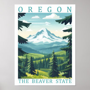 Oregon the Beaver Staat USA Travel Place Poster