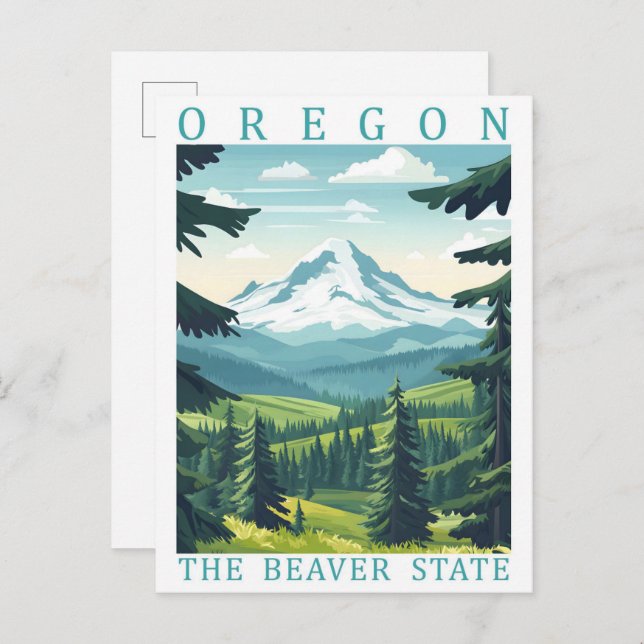 Oregon the Beaver Staat USA Travel Place Postkarte (Vorne/Hinten)