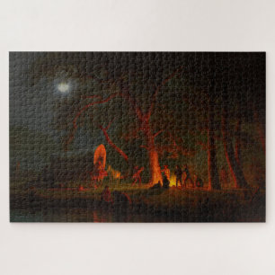 Oregon Trail Conestoga-Wagen Mondlicht Lagerfeuer Puzzle