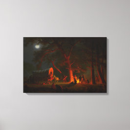 Oregon Trail Conestoga Wagon Moonlight Campingplat Leinwanddruck