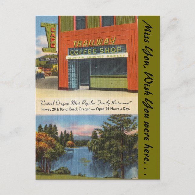 Oregon, Trailway Coffee Shop, Bend Postkarte (Vorderseite)