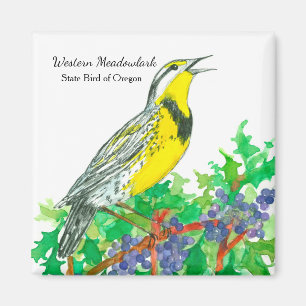 Oregon Traube Meadowlark Botanische Wasserfarbe Magnet