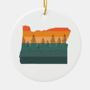 Oregon Tree Silhouette Keramik Ornament
