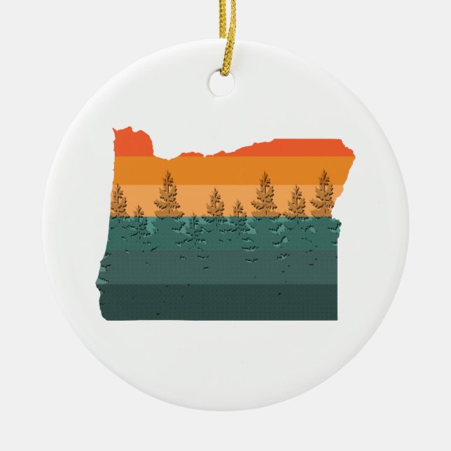 Oregon Tree Silhouette Keramik Ornament (Vorne)