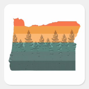 Oregon Tree Silhouette Quadratischer Aufkleber