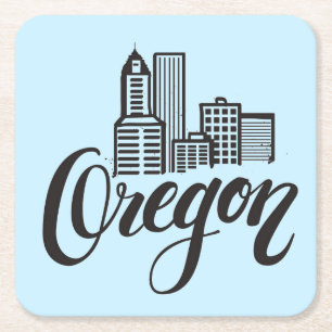 Oregon Typografie Rechteckiger Pappuntersetzer
