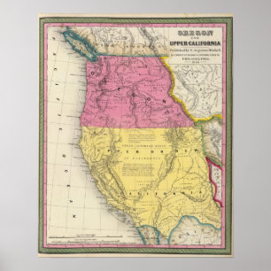 Oregon und oberes Kalifornien Poster