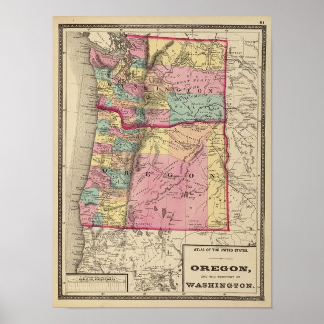 Oregon und Washington Territory Poster (Vorne)
