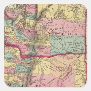 Oregon und Washington Territory Quadratischer Aufkleber