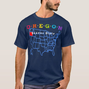 Oregon USA Beaver Staat mit Karte T-Shirt