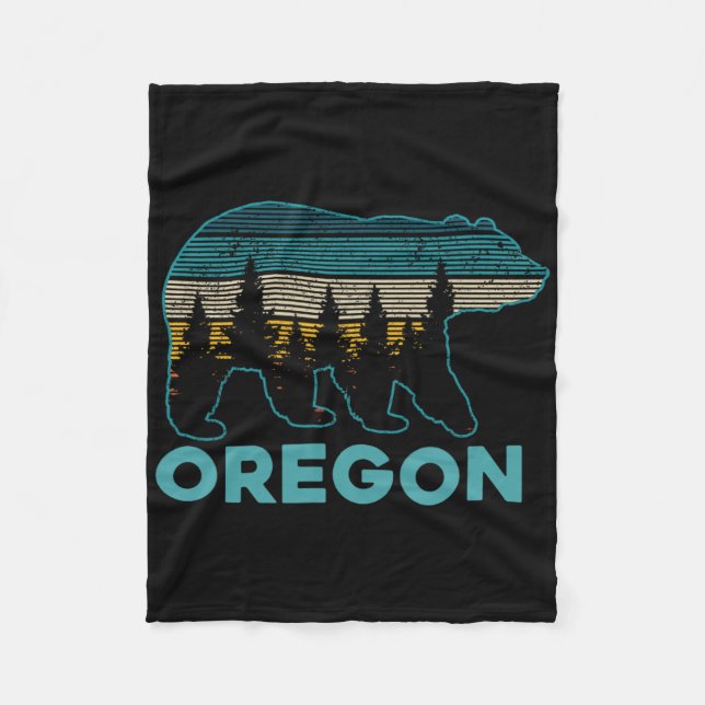 Oregon USA Grizzly Bär Souvenir  Fleecedecke (Vorderseite)