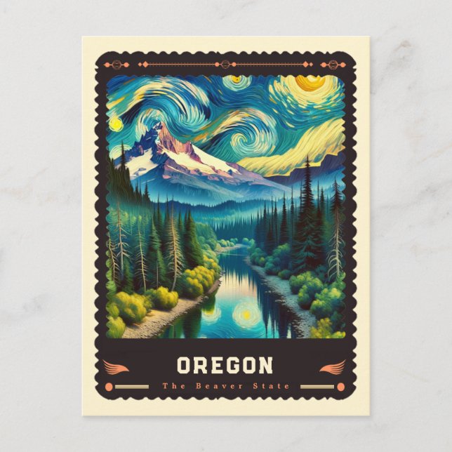 Oregon | Vincent Van Gogh Inspiriert Postkarte (Vorderseite)