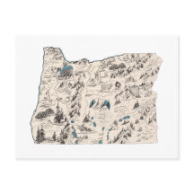 Oregon Vintage-Bildkarte Antique-Staatskarte