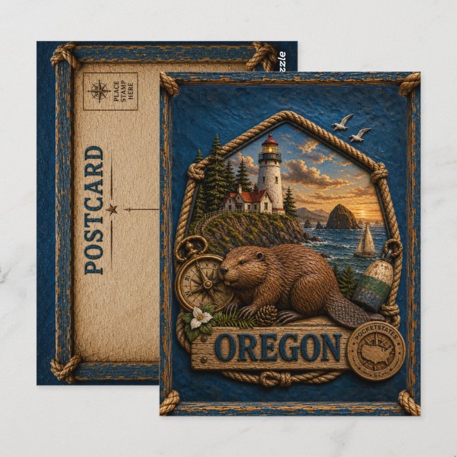 Oregon Vintage Reise Postkarte (Vorne/Hinten)