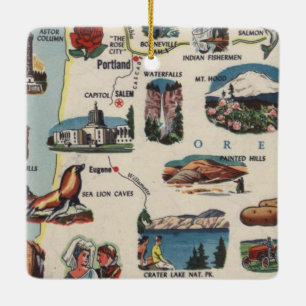Oregon Vintage Tourist Map Keramikornament