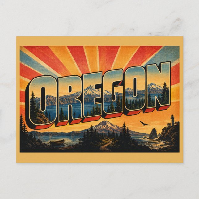 Oregon Vulkansee Cascade Wald Kunst Postkarte (Vorderseite)