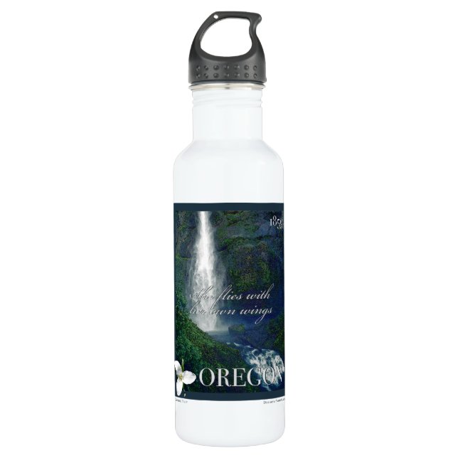 Oregon Waterfall Poster Edelstahlflasche (Vorderseite)