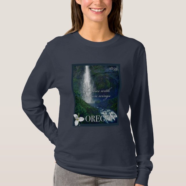Oregon Waterfall Poster T-Shirt (Vorderseite)