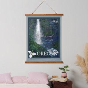 Oregon Waterfall Poster Wandteppich Mit Holzrahmen