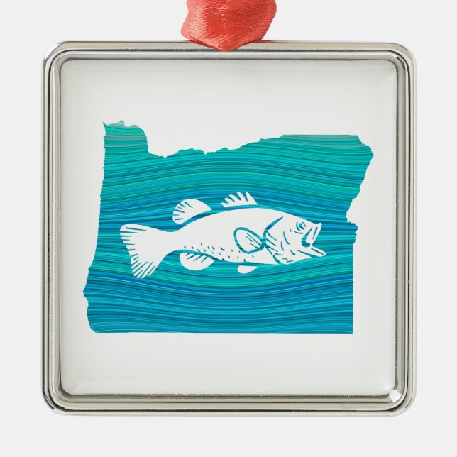 Oregon Wave Fishing Ornament Aus Metall (Vorne)
