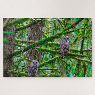 Oregon Wild Owl's.Weihnachtsgrüße Puzzle