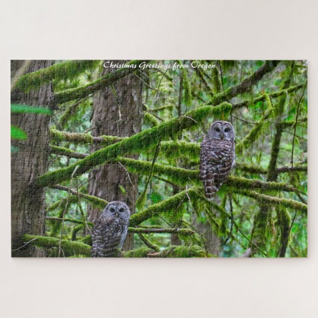 Oregon Wild Owl's.Weihnachtsgrüße Puzzle (Horizontal)