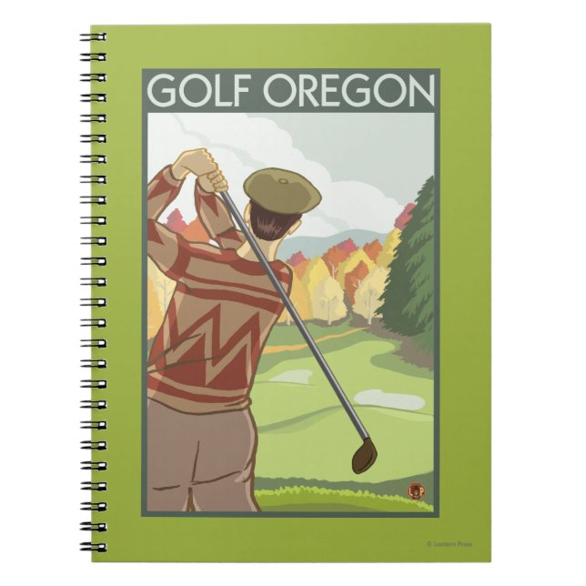 OregonGolf Scene Vintage Travel Poster Notizblock (Vorderseite)