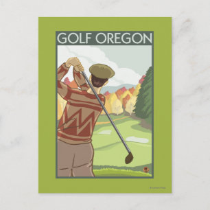 OregonGolf Scene Vintage Travel Poster Postkarte