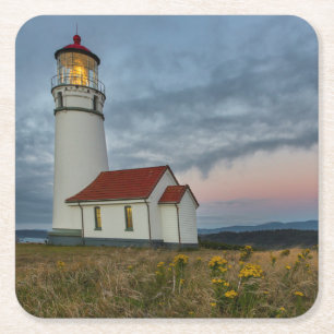 Oregons ältester Leuchtturm im Cape Blanco State Rechteckiger Pappuntersetzer
