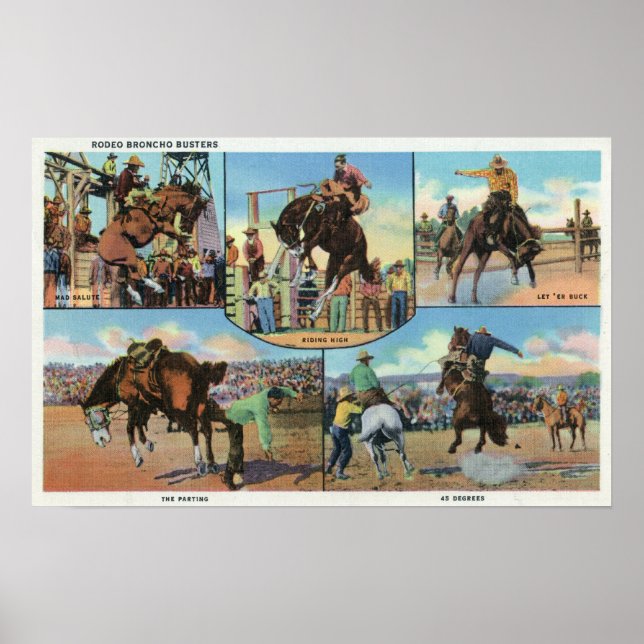 OregonScenic Views of Rodeo Bronco Busters Poster (Vorne)