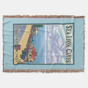 OregonSea Löwe höhlt Vintages Reise-Plakat aus Decke