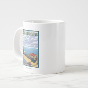 OregonSeaLion Höhlen Vintage Travel Poster Jumbo-Tasse