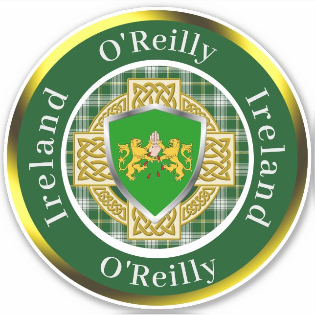 O'Reilly Irish Shield/Celtic Cross Personalisiert Aufkleber (Vorderseite)