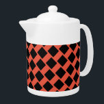 Orenge/Rot/Schwarzer Teapot<br><div class="desc">Zwei-Tone-Muster weiß</div>
