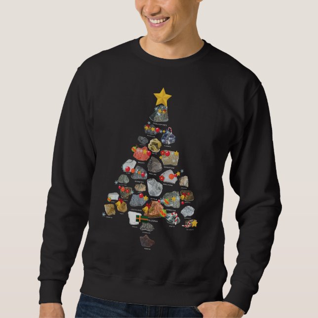 Ores Minerals Gems Rocks sammeln Weihnachtsbaum Sweatshirt (Vorderseite)