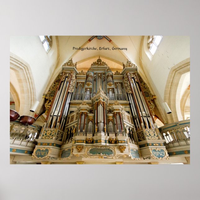 Organ in Predigerkirche, Erfurt, Deutschland Poster (Vorne)