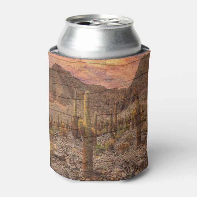 Organ Pipe Cactus On Wood Grain Sunset Photo Dosenkühler (Kanne Vorderseite)