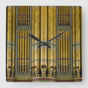 Organ pipes square clock quadratische wanduhr