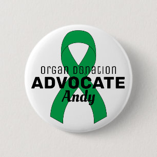 Organ Spende Advocate Ribbon White Button