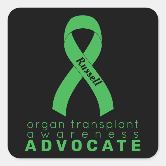 Organ Transplant Advocate Black Quadratischer Aufkleber (Vorderseite)