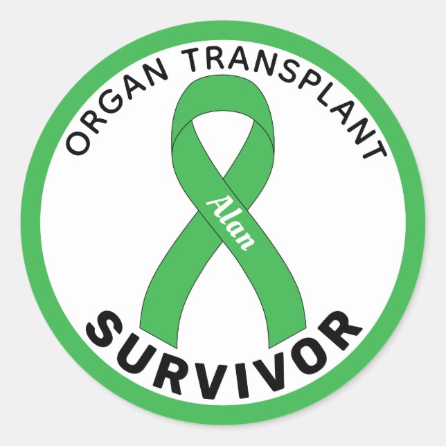 Organ Transplant Ribbon White Runder Aufkleber (Vorderseite)