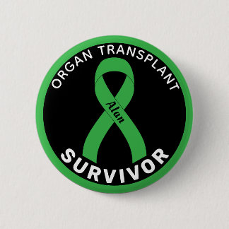 Organ Transplant Survivor Ribbon Black Button