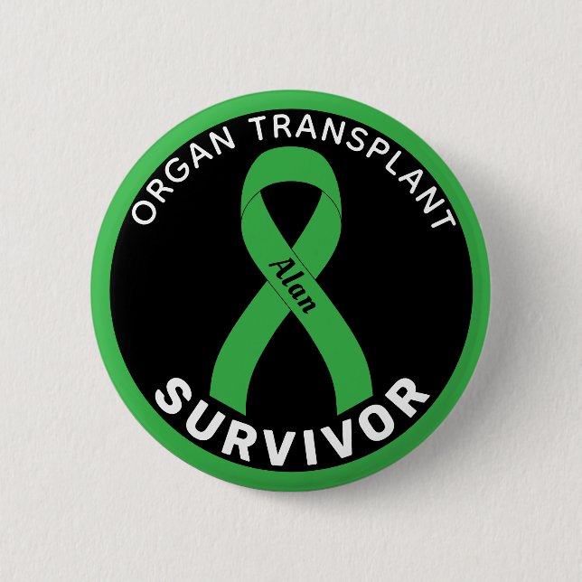 Organ Transplant Survivor Ribbon Black Button (Vorderseite)